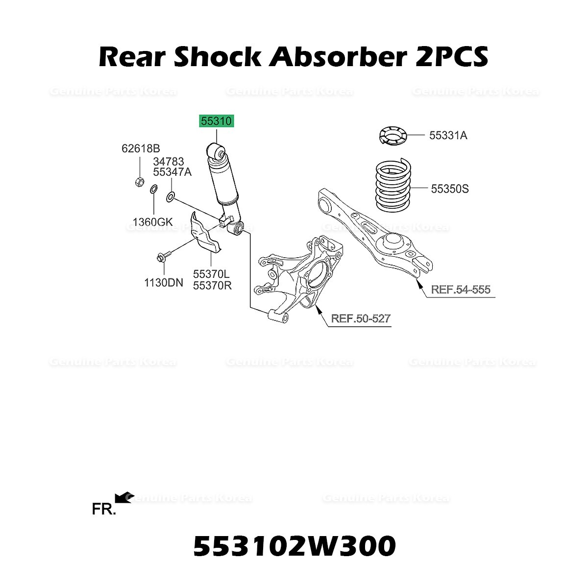 ⭐Genuine⭐ Rear Shock Absorber 2PCS 553102W300 for Hyundai