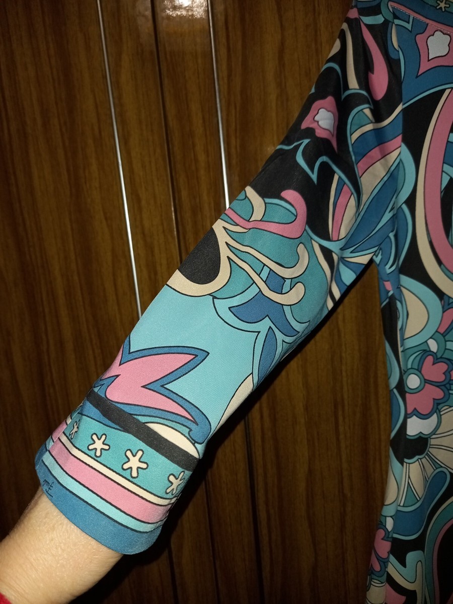 【EMILIO PUCCI】ノースリーブワンピ　イタリア　シルク　ブルー　36 EMILIO PUCCI - エミリオプッチ EMILIO PUCCI ワンピース ロング