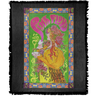 Pink Floyd Blanket, 50''x60'' 1966 Marquee London Poster Woven Cotton Blend Throw