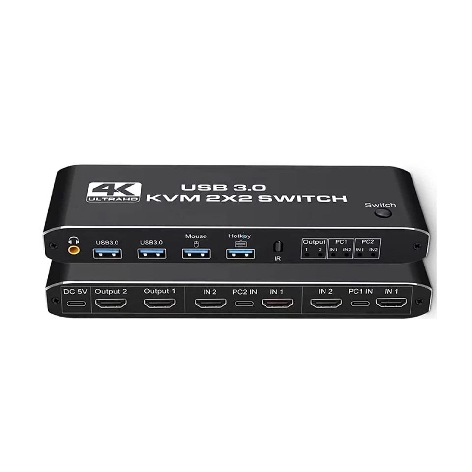 2 in 2 out Dual Monitor HDMI KVM Switch Display USB 3.0 HDMI KVM Switch - Image 3 of 4