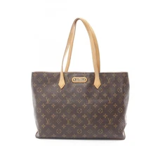 Louis Vuitton Wilshire MM Monogram Tote Bag Coated Canvas Leather Brown M45644 r