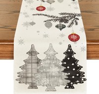 TischläUfer Weihnachtsdeko Grau BäUme 40X180 Cm Winter KüChe Party Dekoration