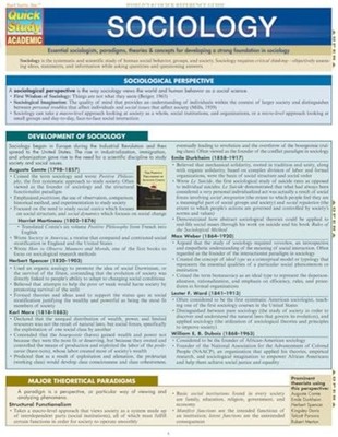Sociology (Quick Study Academic) - Paperback NEW BarCharts Inc  31/12/2014