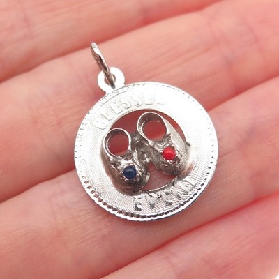 MARK MERCY 925 Sterling Silver Vintage Rhinestone Blessed Event Charm Pendant