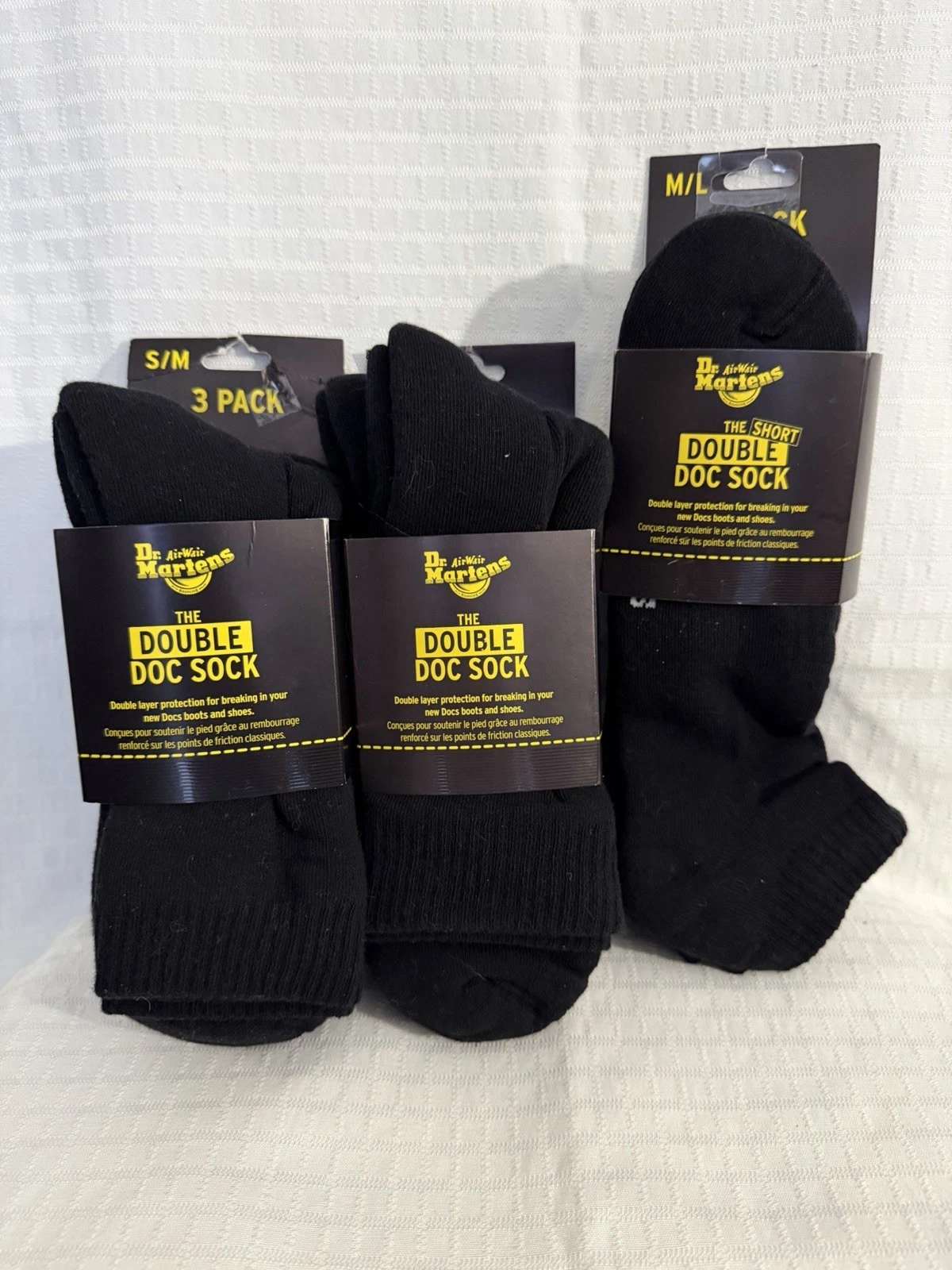 NWT Dr. Martens Black The Double Doc Sock Or SHORT Double Doc Sock 3 Pks S/M M/L
