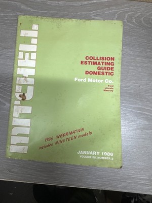 Ford Collision Estimating Guide Domestic 1986 Information 19 Nineteen Models Use