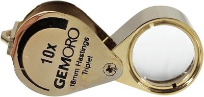 Jewelers Loupe Magnifier | Gold Hastings Triplet 10x Jewelry Eye Loop Magnify...