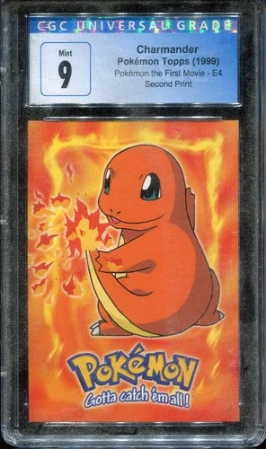 CGC 9 MINT CHARMANDER POKEMON TOPPS 1999 #04 E4 OF 12 POKEMON