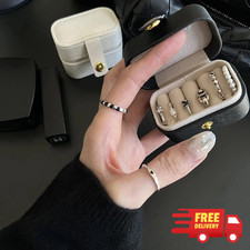 Mini Travel Jewelry Storage Case Leather Ring Necklace Earrings Organizer Box