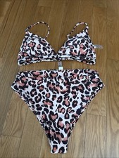 Women  s XL Leopard Print 2 Piece Swimsuit, Padded