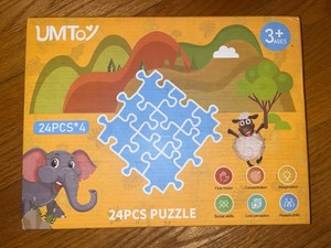 UMToy 24PCS Wooden Puzzle Set for Ages 3 Years and Up, Boys & Girls, 2022