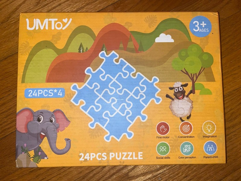 UMToy 24PCS Wooden Puzzle Set for Ages 3 Years and Up, Boys & Girls, 2022