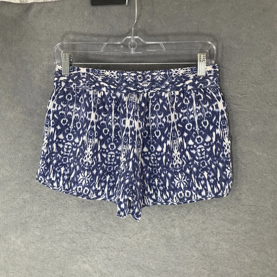 Pantalones Cortos Joie Para Mujer Talla XS Azul Blanco Seda Forrados con Cordón Estampado Ikat Resort Foto 2 de 4