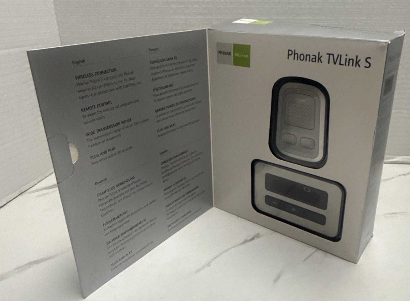 Phonak Audeo Q Hearing Aids With Case And Phonak TVLink S (W/out) Plug
