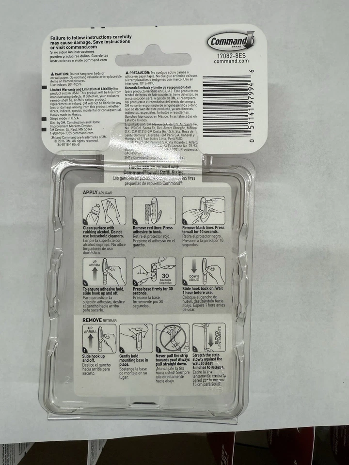 Command Brand 1 Lb 3M 8 Hooks 16 Strips Damage Free Hanging Small Designer Hooks - Image 2 of 2