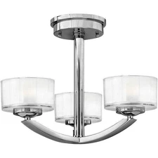 Hinkley 3871CM Meridian 3 Light Semi Flush Celling Fixture - Chrome
