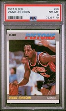 1987 Fleer #58 Vinnie Johnson Detroit Pistons PSA 8 NM-MT Near Mint New Vintage