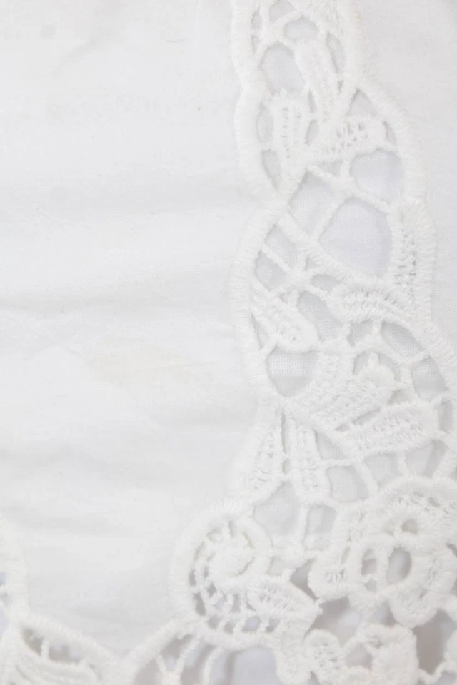 Miguelina Womens Cotton Floral Lace Halter Neck Crop Top Solid White Size XS - Image 4 of 4