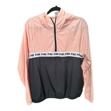 PINK Victoria  s Secret Windbreaker XS Colorblock Logo Tape Anorak Jacket