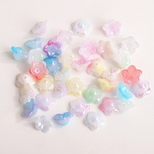 50Pcs Gradual Change Acrylic Bellflower Beads Accessories For Jewelry Making