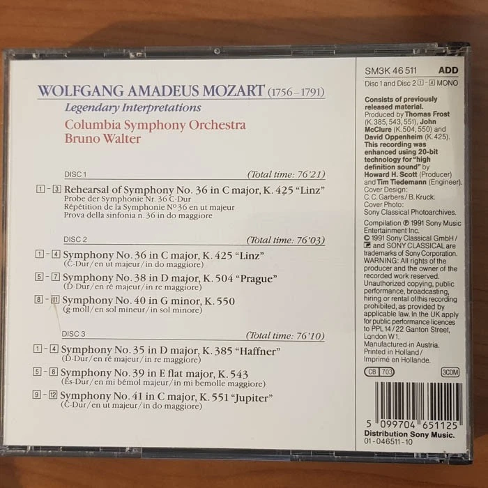 BRUNO WALTER mozart legendary interpretations EX/EX (3CD, Klassik) - Bild 4 von 4