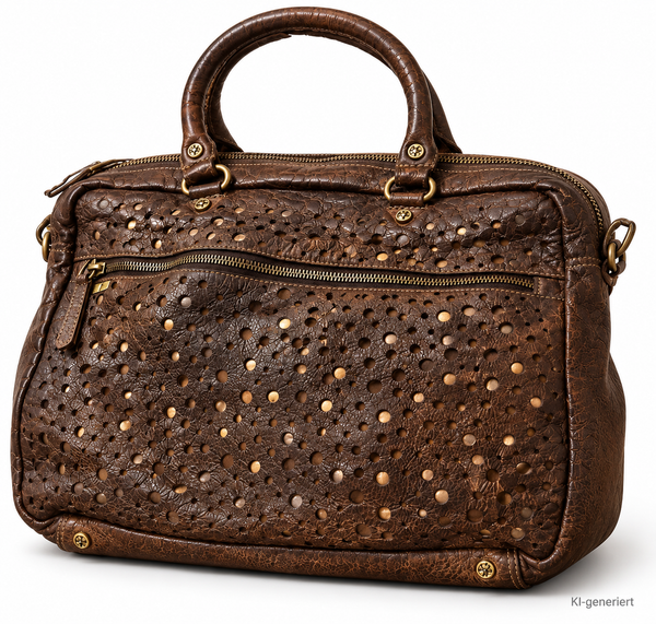 Desiderius Sperantia Levana Ledertasche Olive Rindsleder Nieten Handtasche H2-image