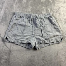 C&C California Shorts Womens Large Gray Linen Blend Elastic Waist Drawstring
