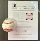 Greg Maddux, Tom Glavine, John Smoltz, Steve Avery Signed NL Baseball Beckett