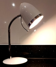 Dunelm Retro Style White Gooseneck Desk Lamp – Adjustable Task Lighting inc Bulb