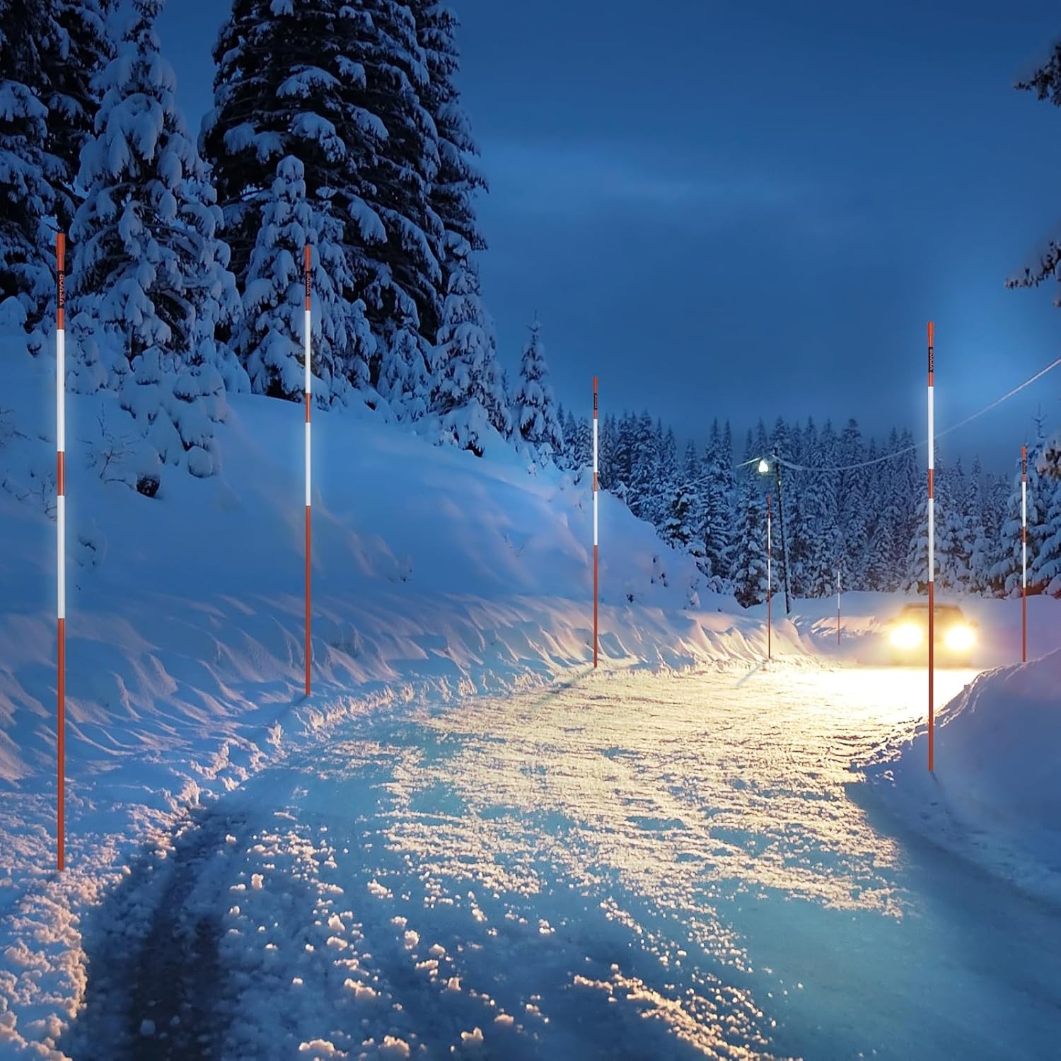 Driveway Markers, 100 PCS 48 Inch, 0.31 Inch Diameter, Orange Fiberglass Poles S