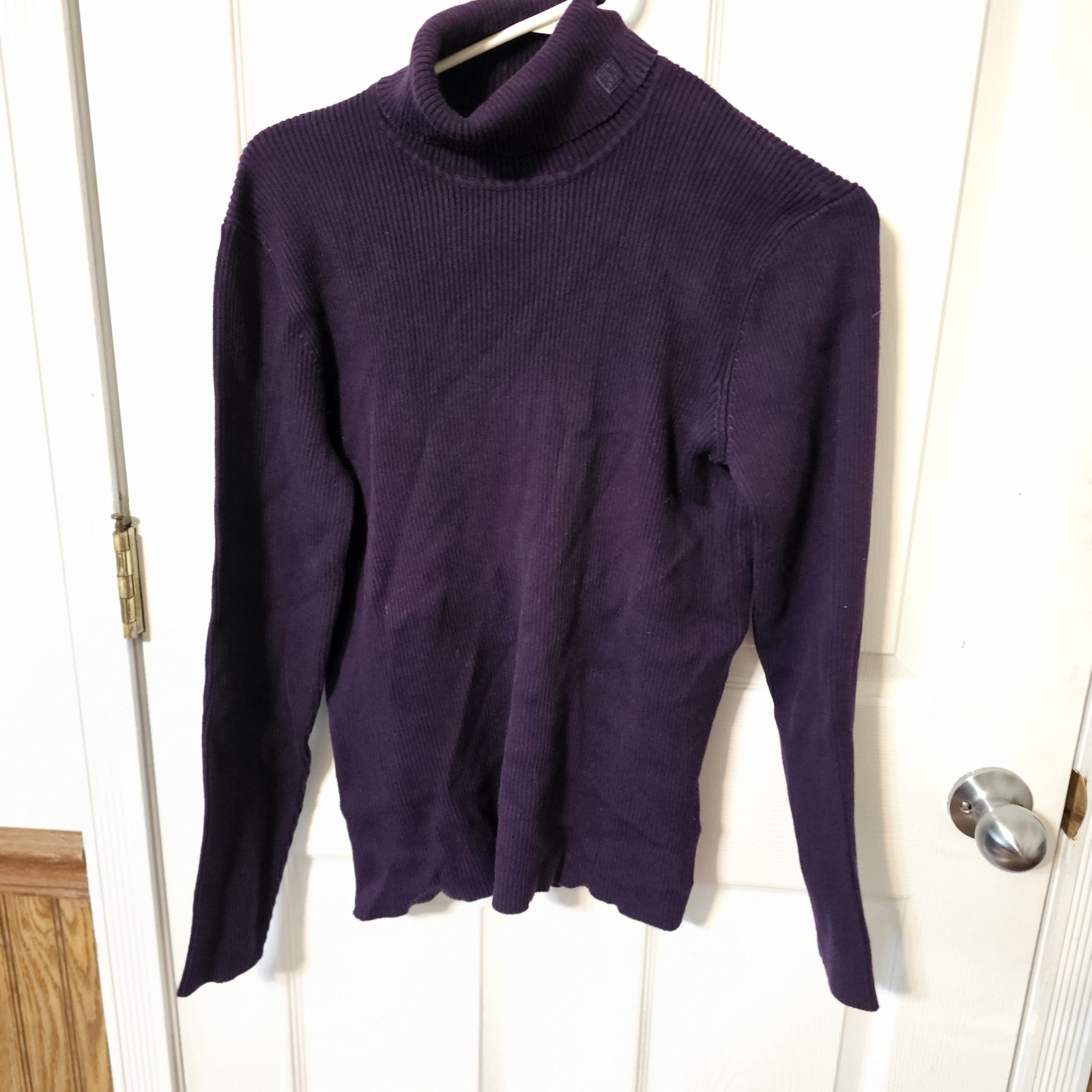 Lauren Ralph Lauren Sweater Purple Ribbed Turtleneck Cotton Preppy L Old Money