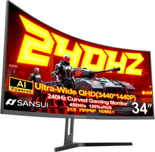 34 Inch 240Hz Ultrawide Curved Gaming Monitor UWQHD 3440 1440, 21:9 2K Curved Mo