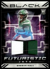 2022 Panini Black #FUT-BHA Breece Hall Futuristic Emerald #/25