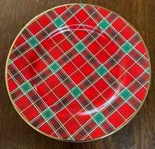 Set of 4 Christmas Holiday Tidings Plaid Salad Plates,  4 sets available