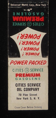 #ad #ad 1950s Cities Service Premium Gasolene Oil Company 70 Pine Street NYC NY MB $5.73