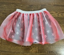 Girls Shimmering Star-Patterned Tulle Skirt with Elastic Waistband