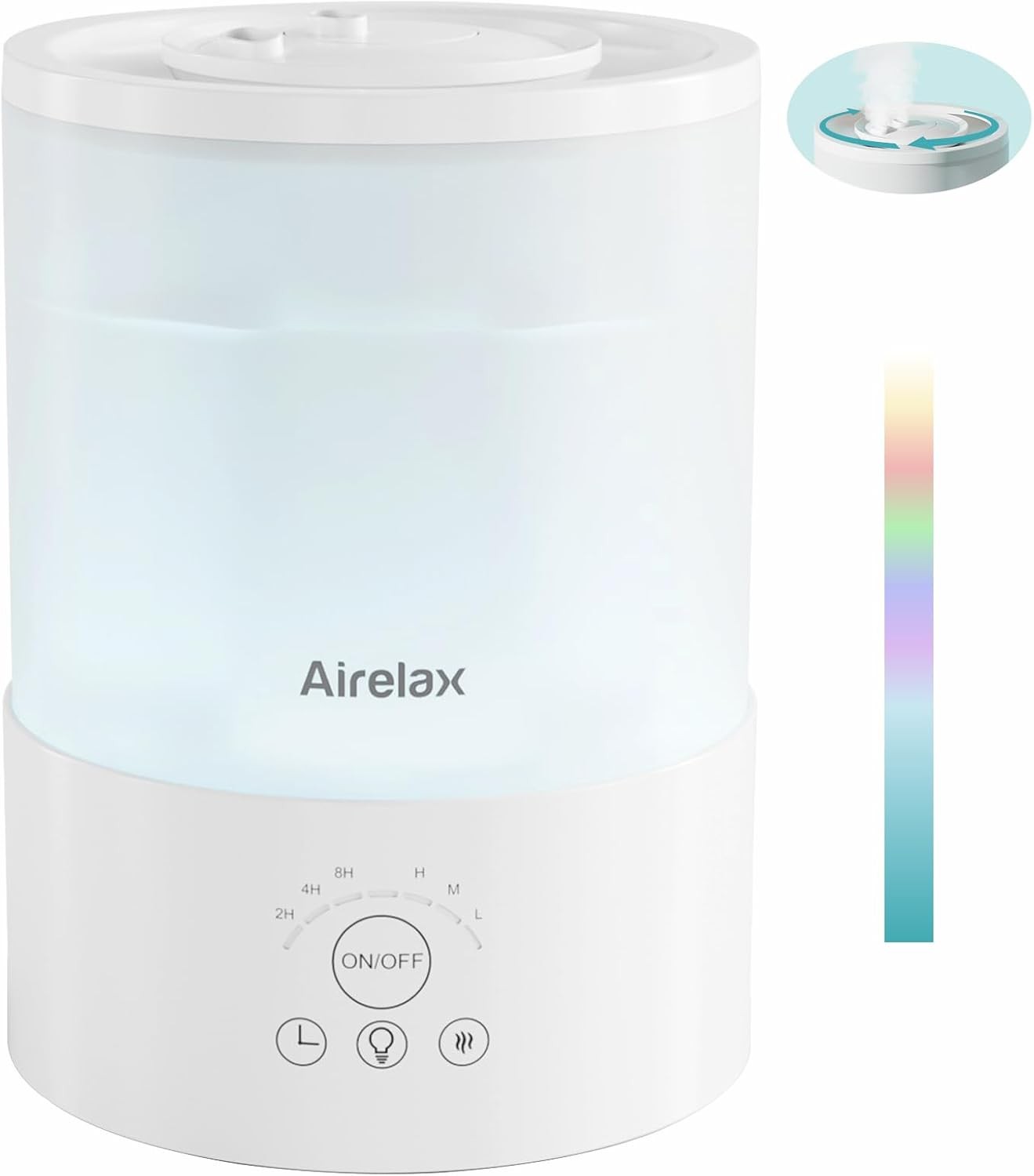 2.5L Cool Mist Humidifier for Bedroom with Dual 360° Nozzles, Top Fill, Quiet