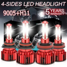 4X LED Headlight Bulbs Combo Kit 9005+H11 High Low Beam 6500K White Super Bright