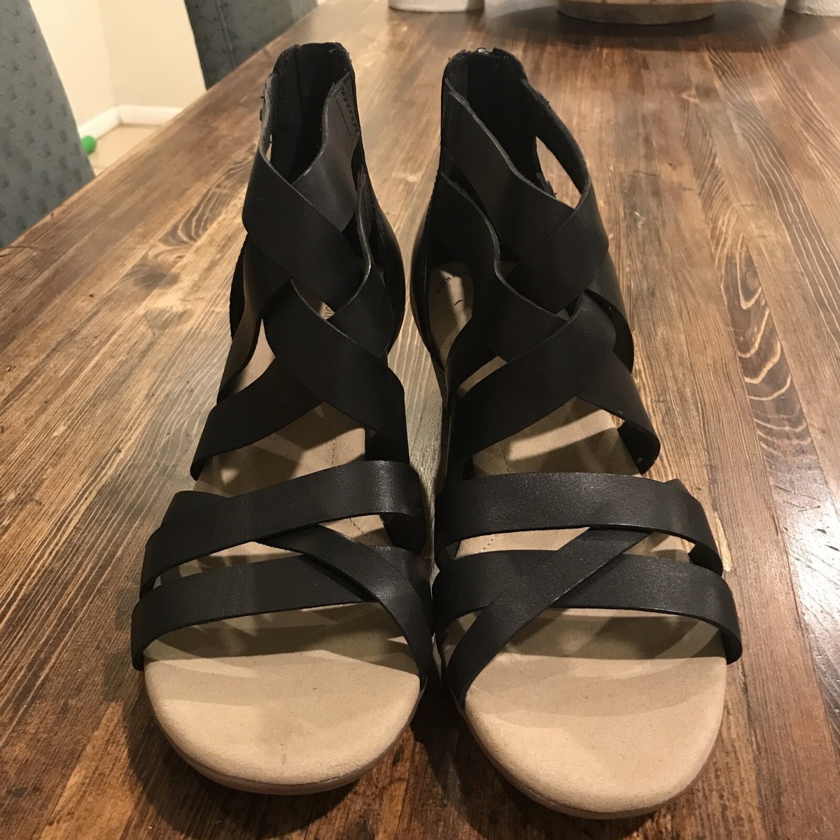 COLLECTION BY CLARKS Womens Black Valarie Dream Block Heel Leather