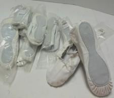 Leather full sole ballet shoes Primasoft white FSL706 sewn elastic 24 retail