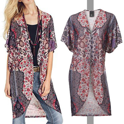 schöne lange MARKEN SHIRTJACKE BUNT geblümt Gr.36/38 S/M Jacke Cardigan Boho