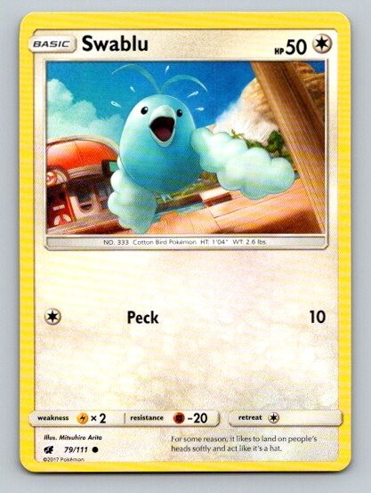 2017 Pokemon Card Crimson Invasion Swablu 79/111