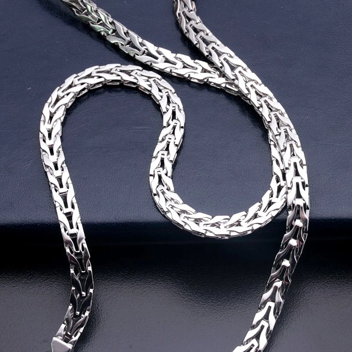 Pure Solid Platinum 950 Men Lucky 6mm Snake Braided Chain Necklace