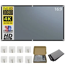 Screen Curtain Reflective Fabric Cloth Home Outdoor Office HD Projector Screen