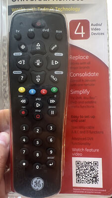 GE Remote 24944/All-N-1 TV Control 4 Devices One Remote-Tested Working
