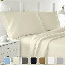 4-Piece Hotel Luxury Bed Sheets Wrinkle Free Solid Microfiber Soft Deep Pocket