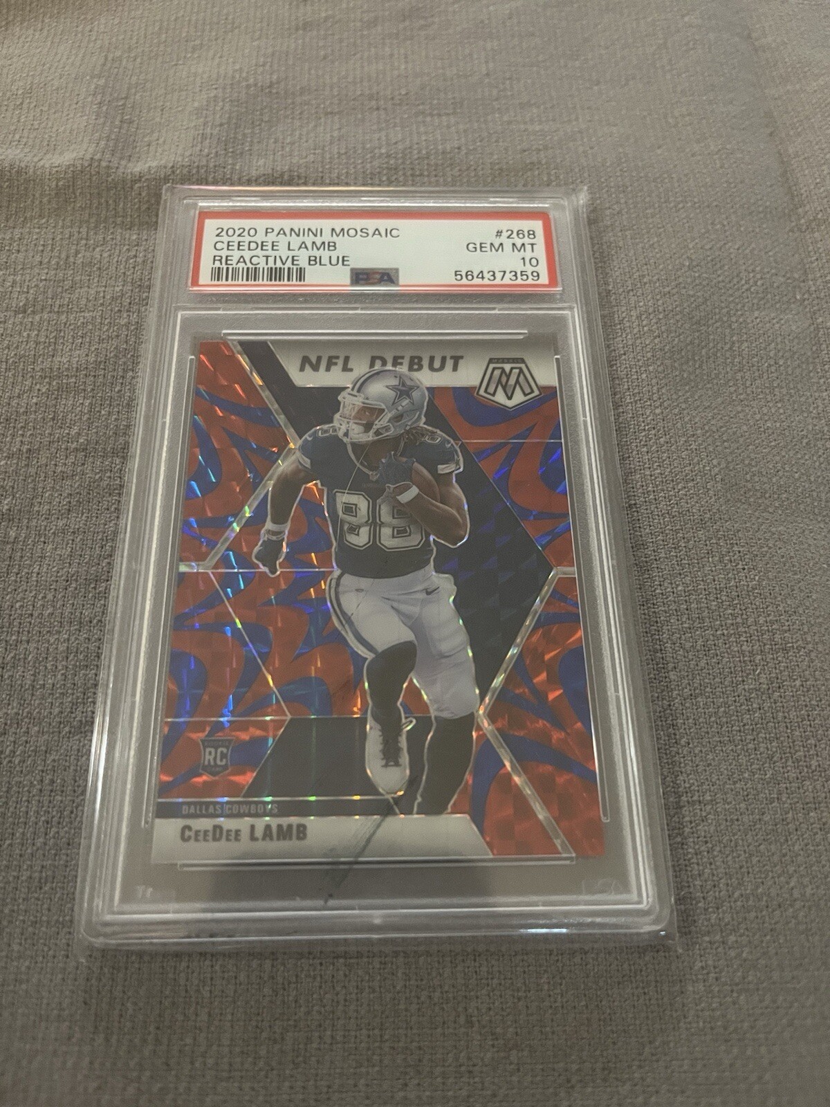 2020 Mosaic Ceedee Lamb REACTIVE BLUE #268 RC! Cowboys! NFL Rec Ldr 🔥 PSA 10 🔥