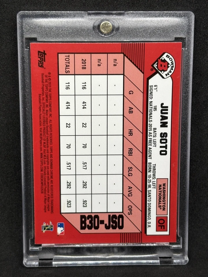 JUAN SOTO RARO REFRACTOR NOVATO TARJETA DE INVERSIÓN SSP BOWMAN CROMO YANKEES COMO NUEVO Foto 2 de 2