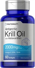 Horbaach Krill Oil 2000Mg Omega 3 Softgels 60 Count Nutritional Supplement