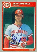 Jeff Russell autographed Baseball Card (Cincinnati Reds) 1985 Fleer #551